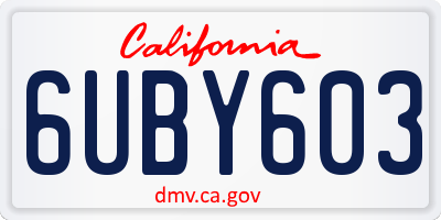 CA license plate 6UBY603