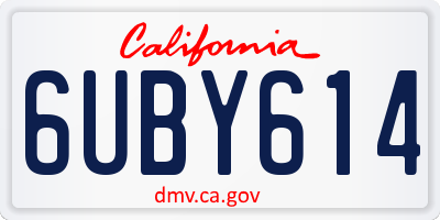 CA license plate 6UBY614
