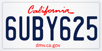 CA license plate 6UBY625