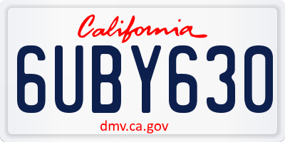 CA license plate 6UBY630