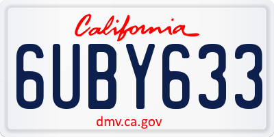 CA license plate 6UBY633