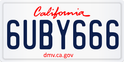 CA license plate 6UBY666