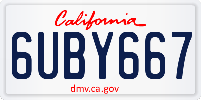 CA license plate 6UBY667