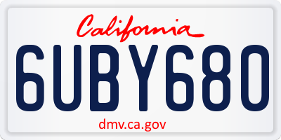 CA license plate 6UBY680