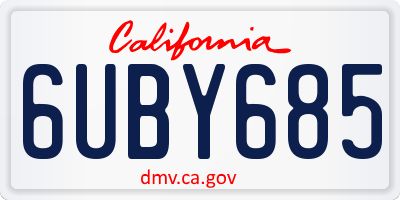 CA license plate 6UBY685