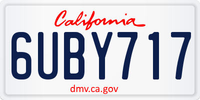 CA license plate 6UBY717