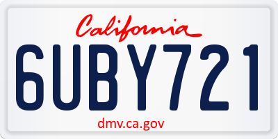 CA license plate 6UBY721