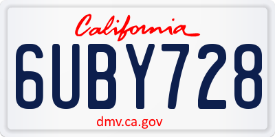 CA license plate 6UBY728