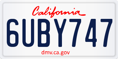 CA license plate 6UBY747