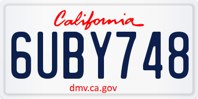 CA license plate 6UBY748