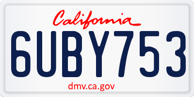 CA license plate 6UBY753
