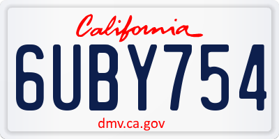 CA license plate 6UBY754