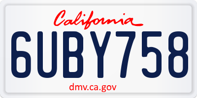 CA license plate 6UBY758
