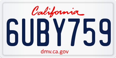 CA license plate 6UBY759