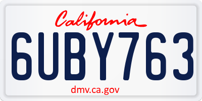 CA license plate 6UBY763