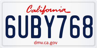 CA license plate 6UBY768