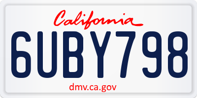 CA license plate 6UBY798