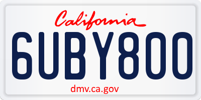 CA license plate 6UBY800
