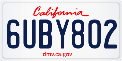 CA license plate 6UBY802