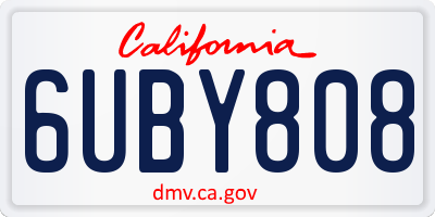 CA license plate 6UBY808