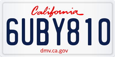 CA license plate 6UBY810