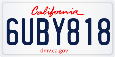 CA license plate 6UBY818