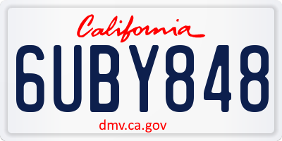 CA license plate 6UBY848
