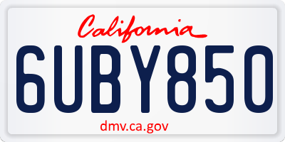 CA license plate 6UBY850