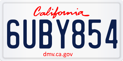CA license plate 6UBY854