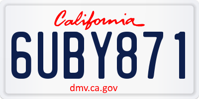 CA license plate 6UBY871