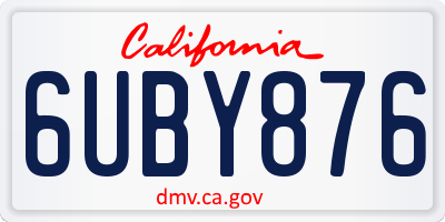 CA license plate 6UBY876