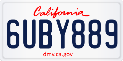 CA license plate 6UBY889