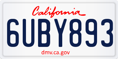 CA license plate 6UBY893