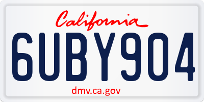 CA license plate 6UBY904