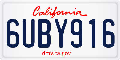 CA license plate 6UBY916