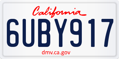 CA license plate 6UBY917