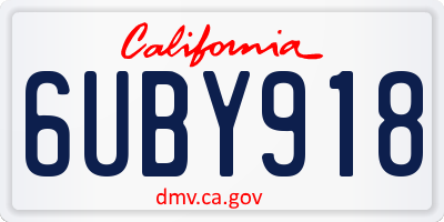 CA license plate 6UBY918