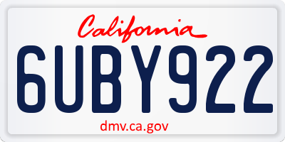 CA license plate 6UBY922
