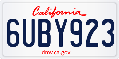 CA license plate 6UBY923