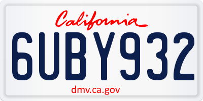 CA license plate 6UBY932