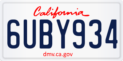 CA license plate 6UBY934