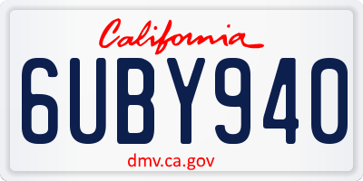 CA license plate 6UBY940