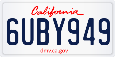 CA license plate 6UBY949