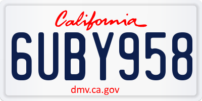 CA license plate 6UBY958