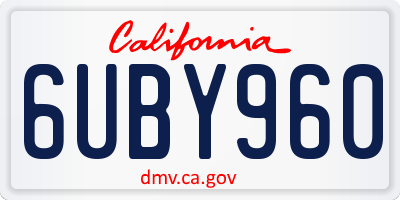CA license plate 6UBY960