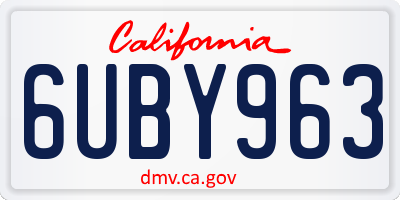CA license plate 6UBY963
