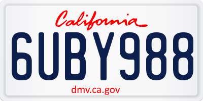 CA license plate 6UBY988