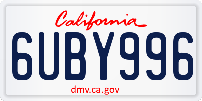 CA license plate 6UBY996