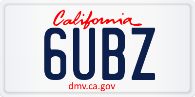 CA license plate 6UBZ