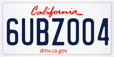 CA license plate 6UBZ004